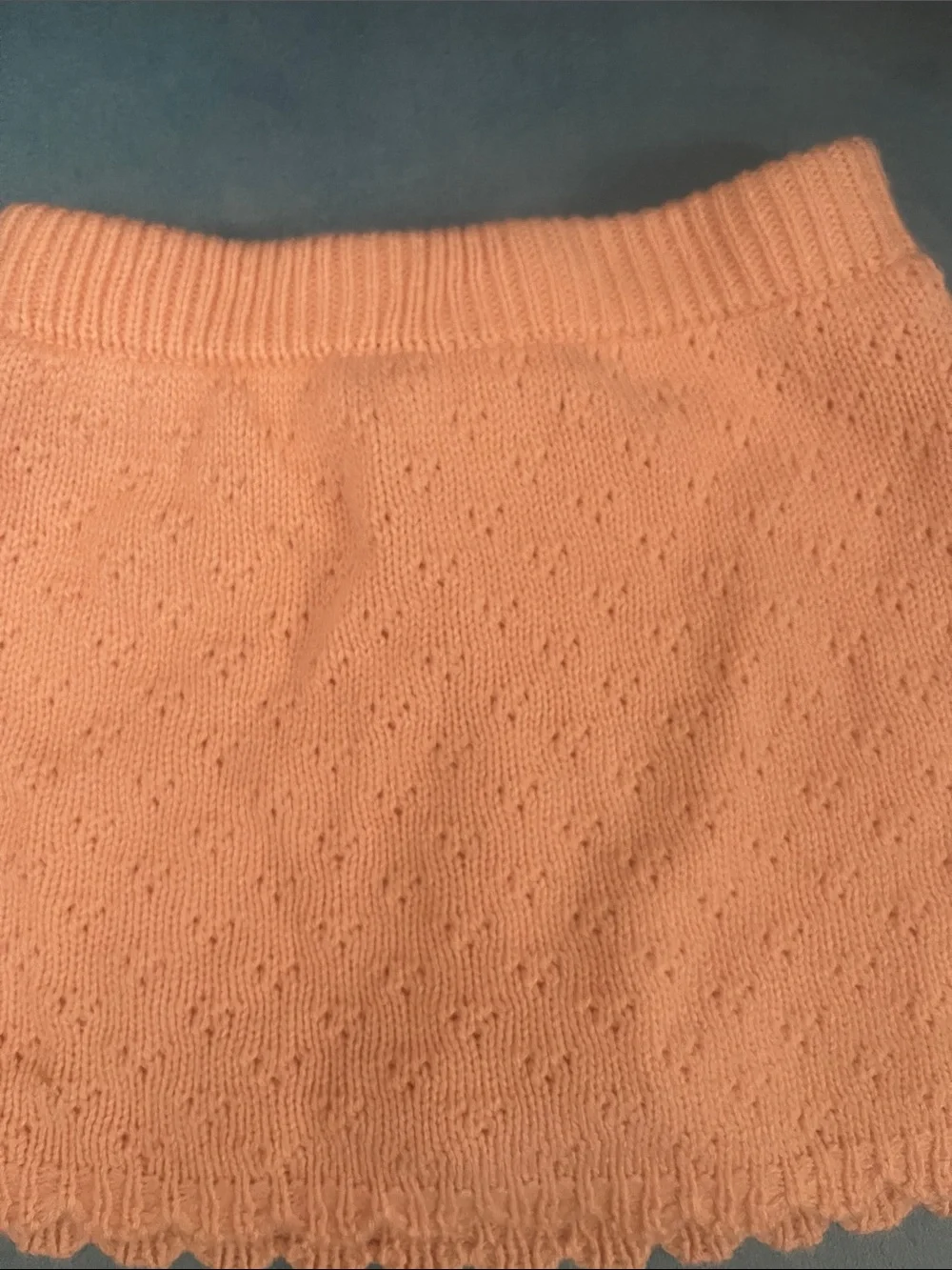Peach Knit Floral Appliqué Cardigan & Skirt Set